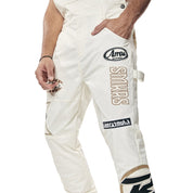 Smoke Rise Racing Patched Stacked Overalls - Chalk