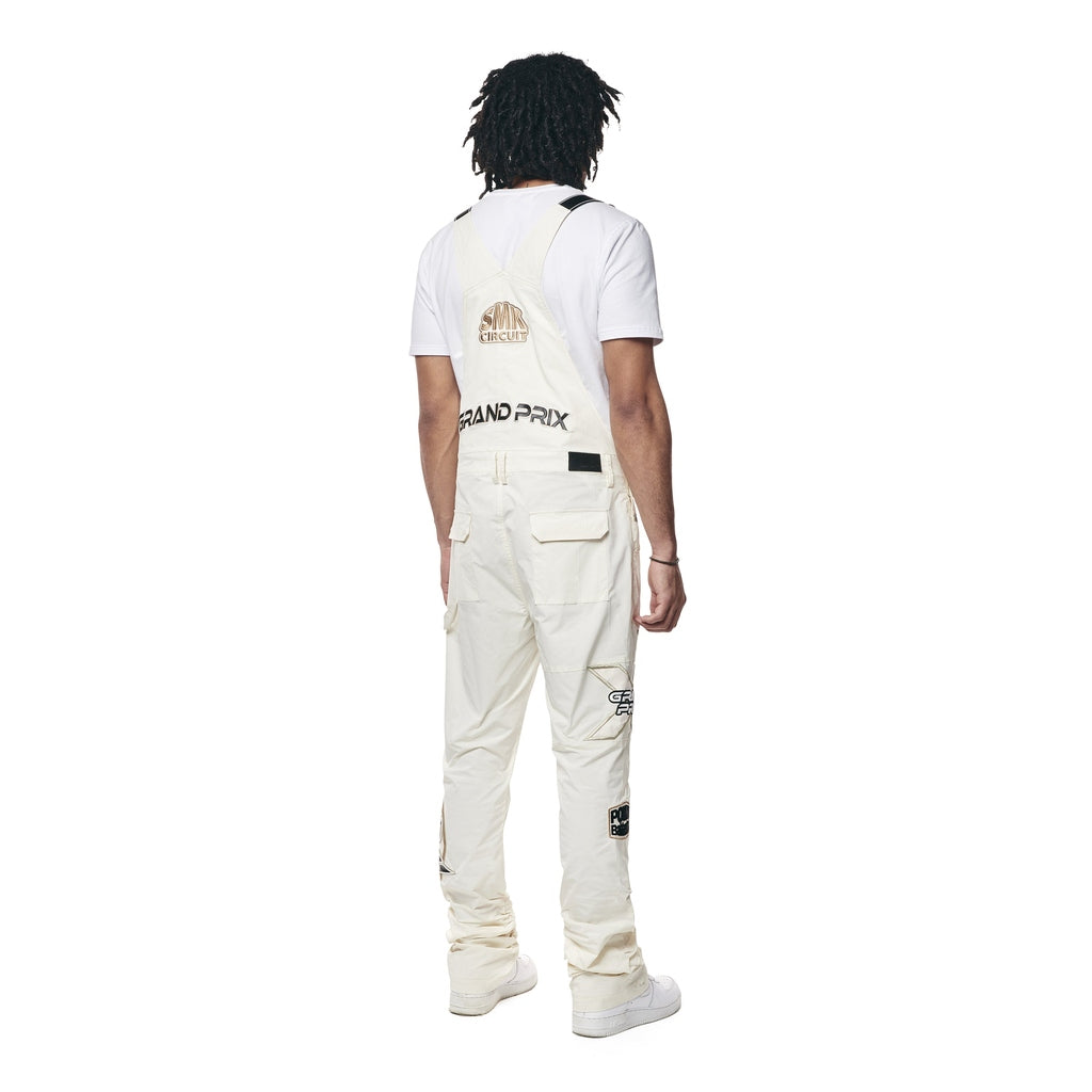 Smoke Rise Racing Patched Stacked Overalls - Chalk