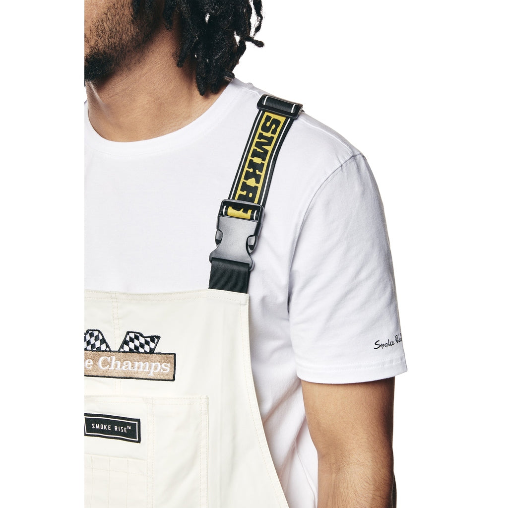 Smoke Rise Racing Patched Stacked Overalls - Chalk