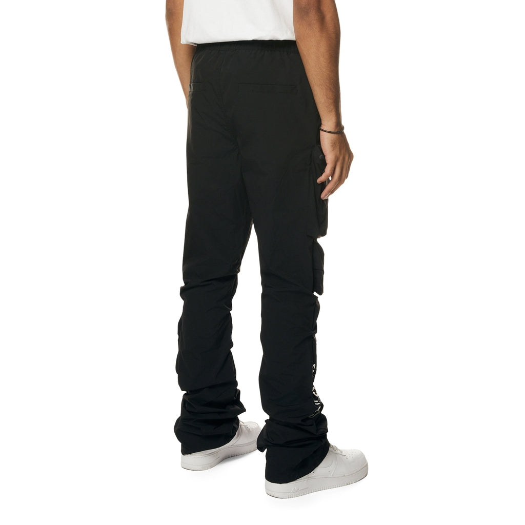 Smoke Rise Utility Cargo Stacked Windbreaker Pants - Black