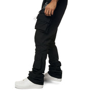 Smoke Rise Utility Cargo Stacked Windbreaker Pants - Black