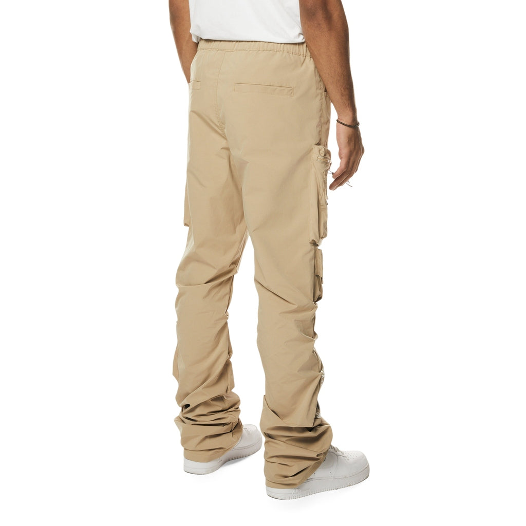 Smoke Rise Utility Cargo Stacked Windbreaker Pants - Khaki