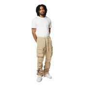 Smoke Rise Utility Cargo Stacked Windbreaker Pants - Khaki