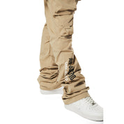 Smoke Rise Utility Cargo Stacked Windbreaker Pants - Khaki