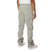 Smoke Rise Utility Cargo Stacked Windbreaker Pants - Light Grey