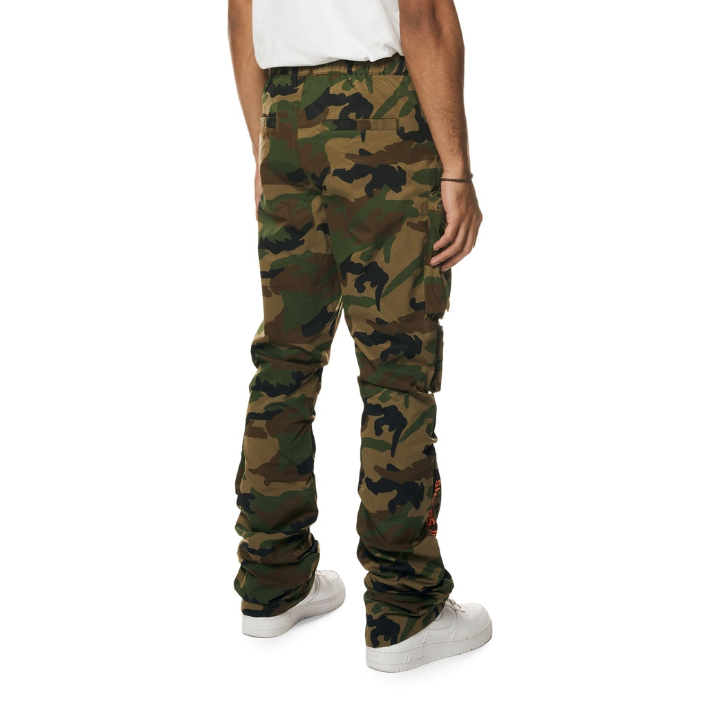 Smoke Rise Utility Cargo Stacked Windbreaker Pants - Wood Camo