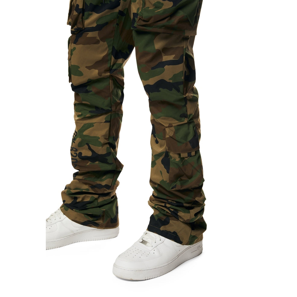 Smoke Rise Utility Cargo Stacked Windbreaker Pants - Wood Camo