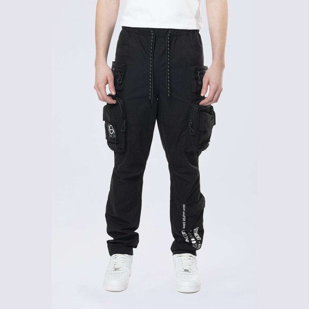 Smoke Rise Utility Cargo Windbreaker Pants - Black