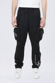 Utility Cargo Windbreaker Pants - Black