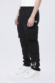 Utility Cargo Windbreaker Pants - Black