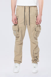 Utility Cargo Windbreaker Pants - Khaki