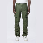Smoke Rise Stacked Utility Washed Vegan Leather Pants - Washed Deep Olive