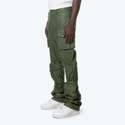 Stacked Utility Washed Vegan Leather Pants - Washed Deep Olive