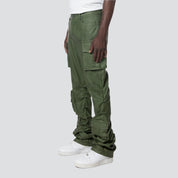 Smoke Rise Stacked Utility Washed Vegan Leather Pants - Washed Deep Olive