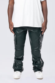 Big and Tall - Stacked Utility Vegan Leather Pants - Scarab
