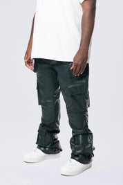 Big and Tall - Stacked Utility Vegan Leather Pants - Scarab