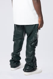 Big and Tall - Stacked Utility Vegan Leather Pants - Scarab
