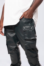 Big and Tall - Stacked Utility Vegan Leather Pants - Scarab