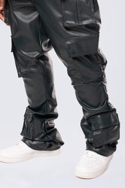 Big and Tall - Stacked Utility Vegan Leather Pants - Scarab