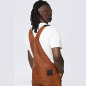 Smoke Rise Stacked Vegan Leather Overalls - Washed Brown