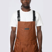 Smoke Rise Stacked Vegan Leather Overalls - Washed Brown