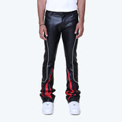 Lazy Stacked Chaos Vegan Leather Pants - Red