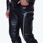 Lazy Stacked Chaos Vegan Leather Pants - Red