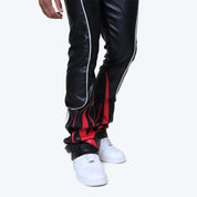 Lazy Stacked Chaos Vegan Leather Pants - Red