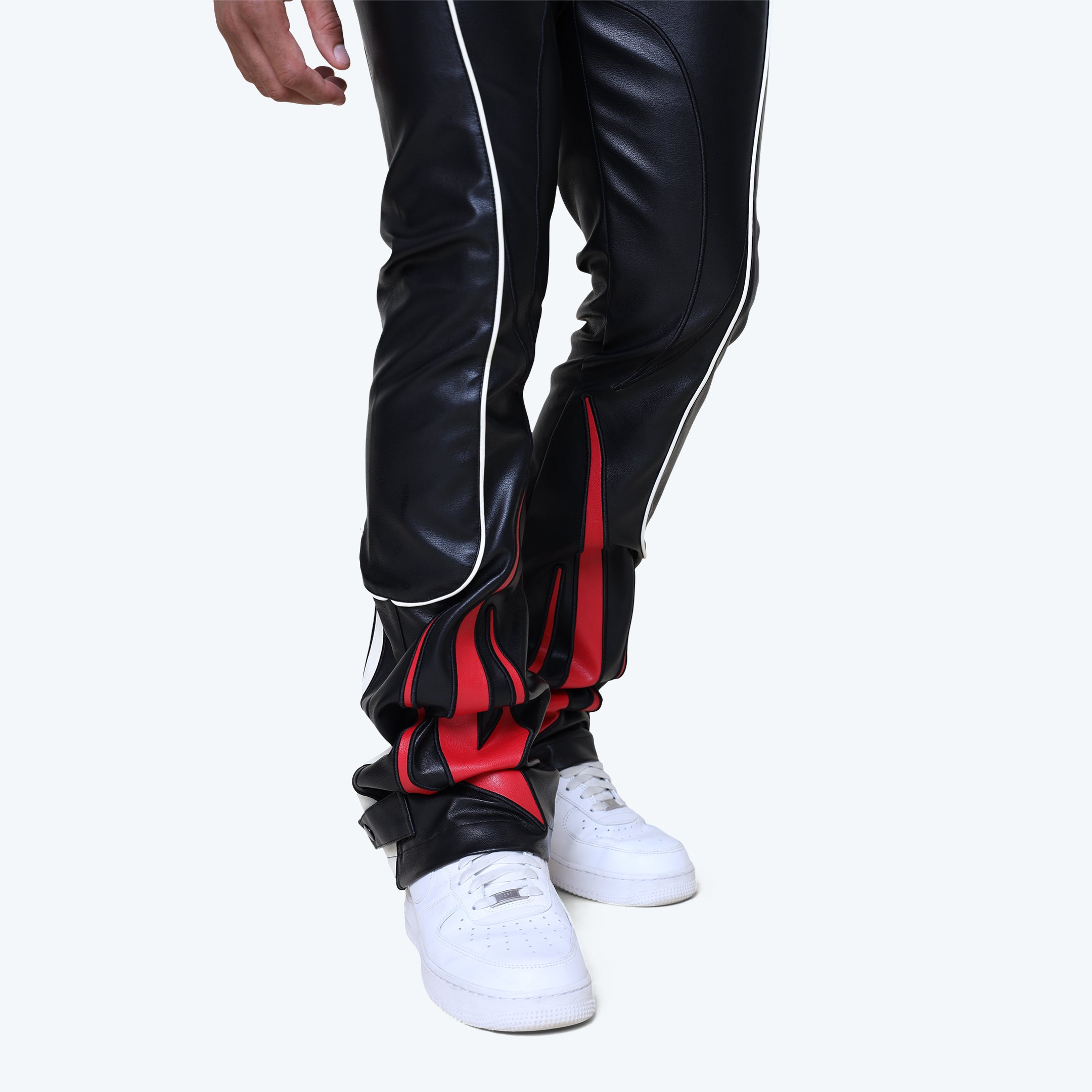 Lazy Stacked Chaos Vegan Leather Pants - Red