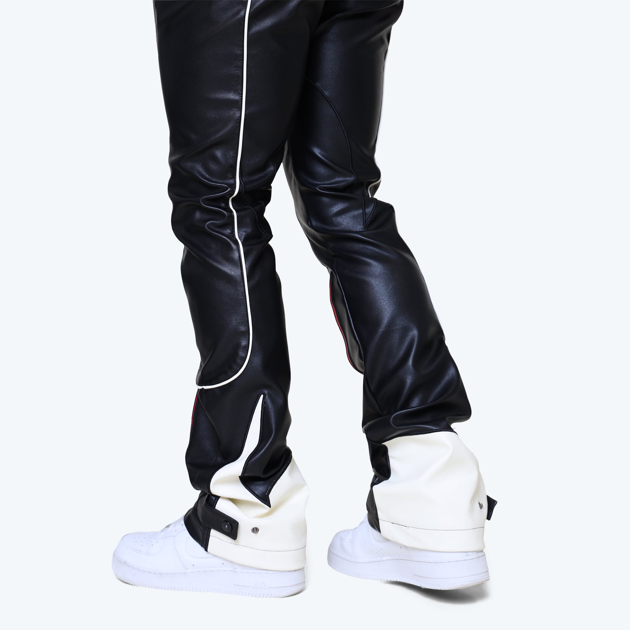 Lazy Stacked Chaos Vegan Leather Pants - Red