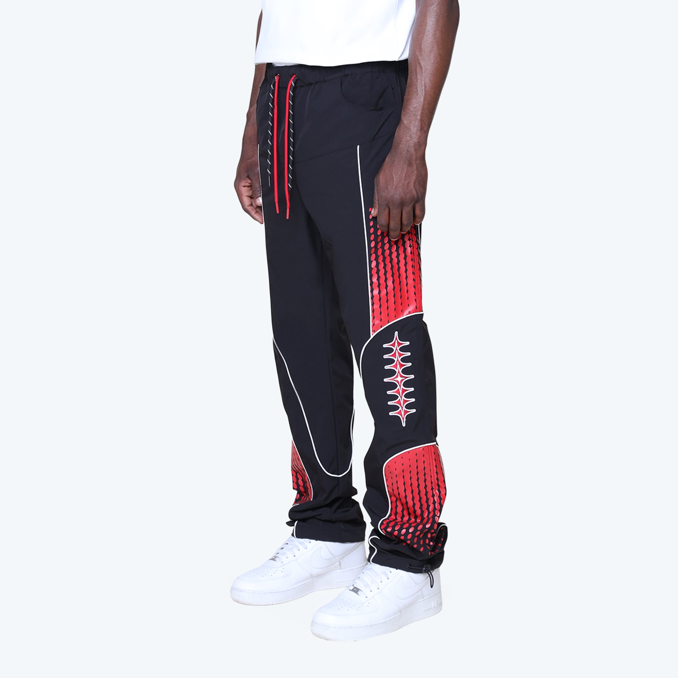 Straight Republic Colorblock Windbreaker Pants - Red