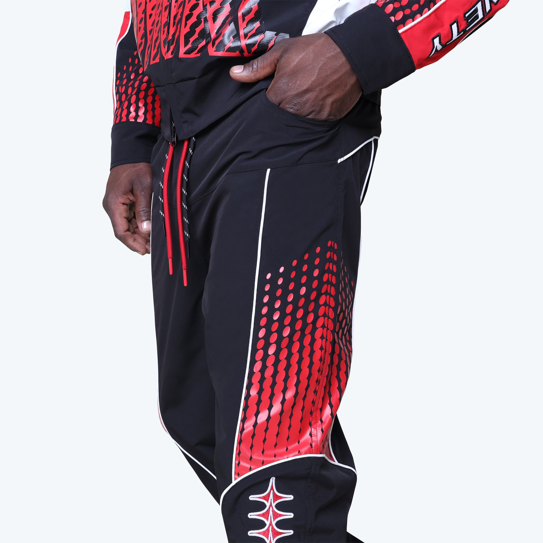 Straight Republic Colorblock Windbreaker Pants - Red