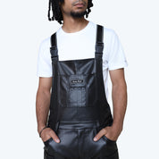 Stacked Vegan Leather Cargo Pants - Black