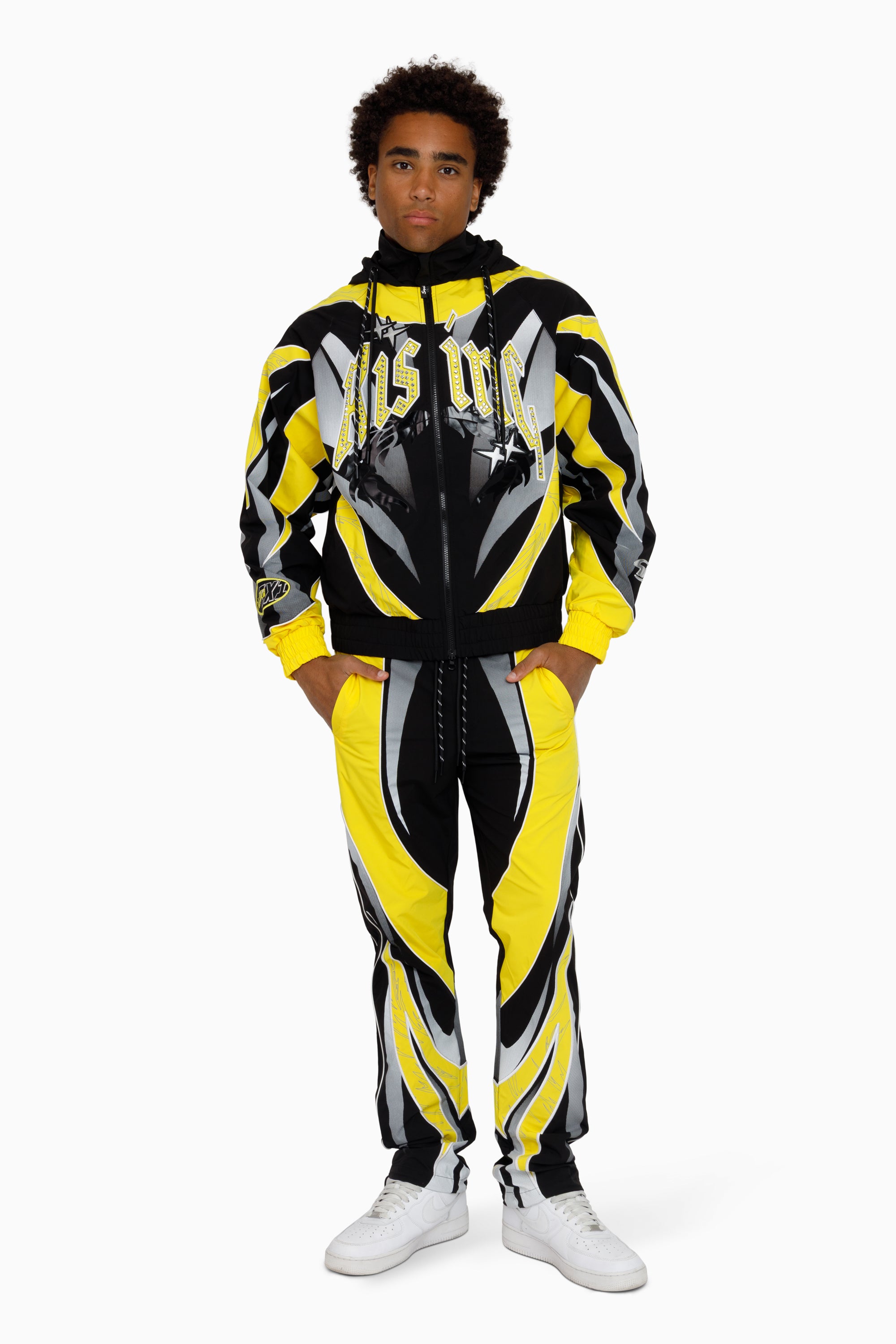 Rising Colorblock Windbreaker Pants - Cyber Yellow