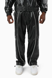 Gothic Pleather Track Pants - Black