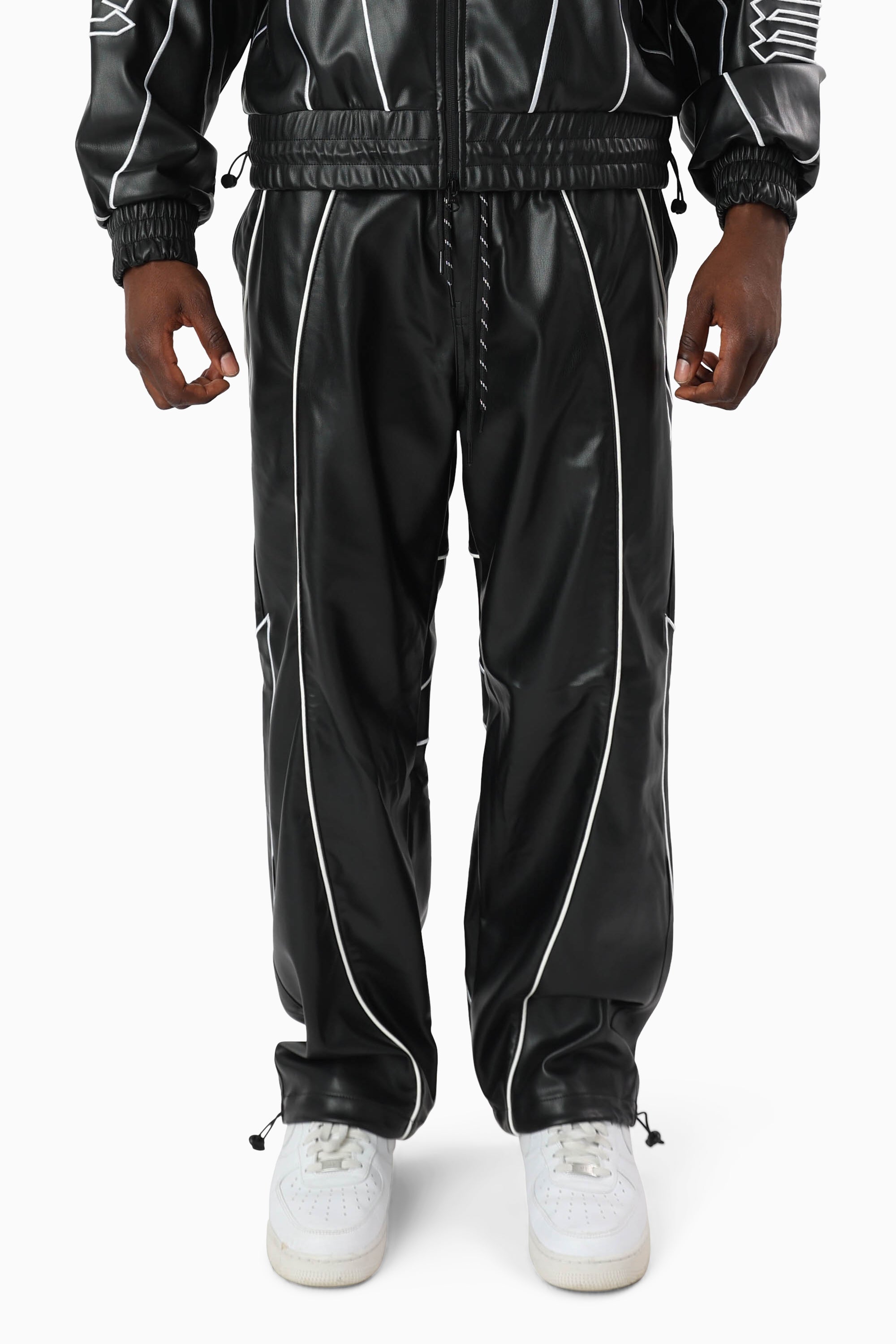 Gothic Pleather Track Pants - Black