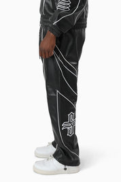 Gothic Pleather Track Pants - Black