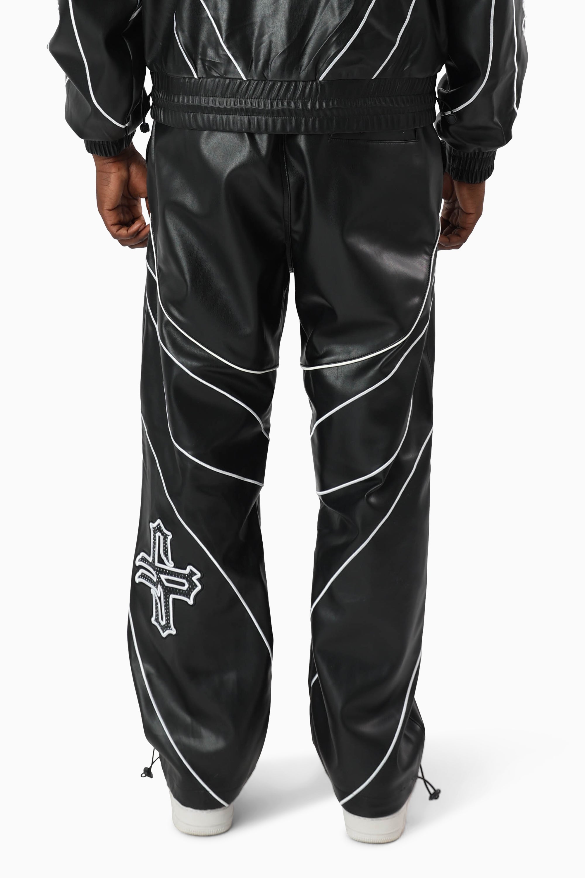 Gothic Pleather Track Pants - Black