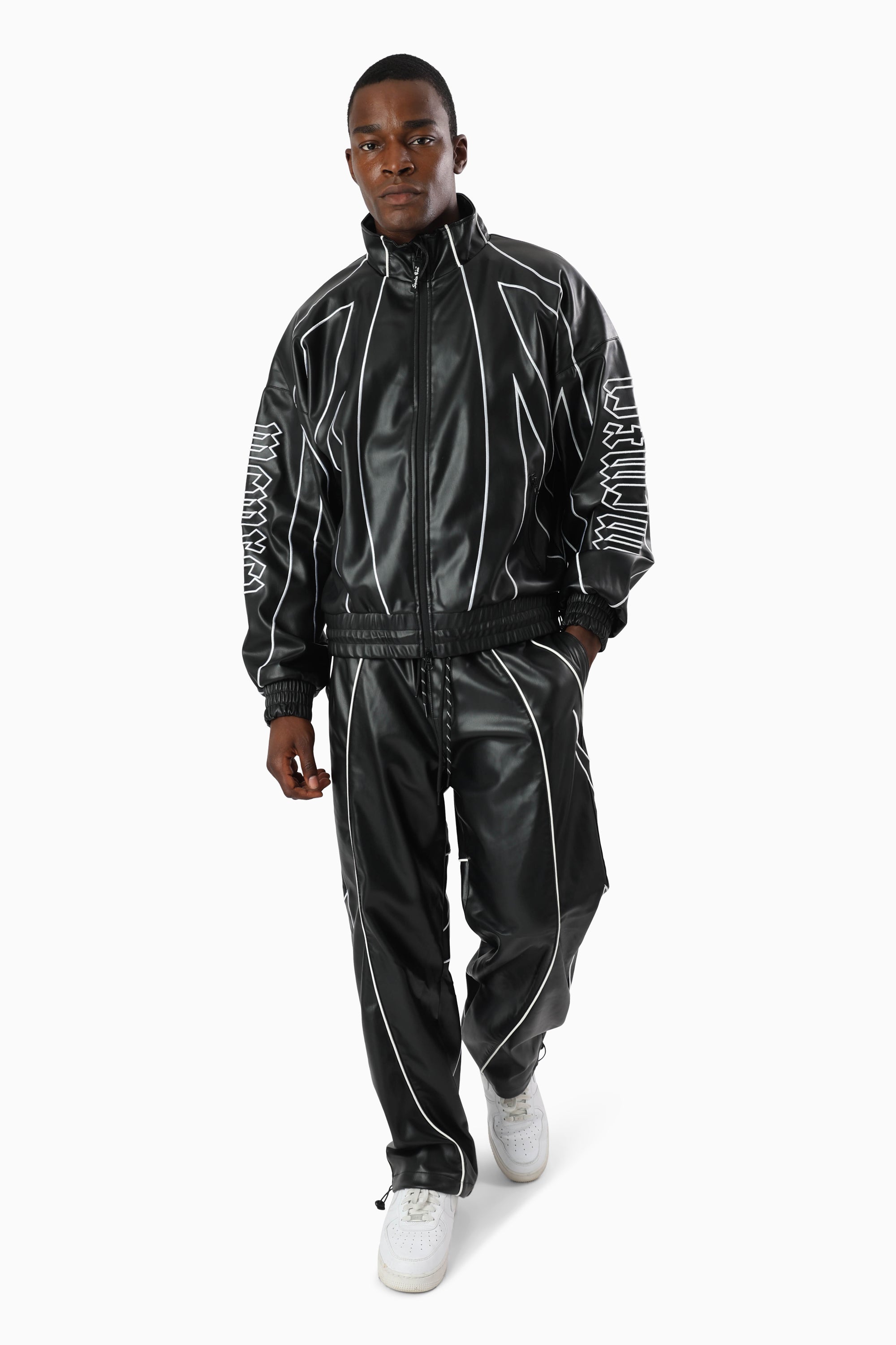 Gothic Pleather Track Pants - Black