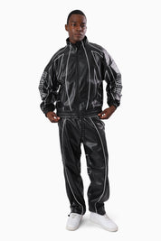 Gothic Pleather Track Pants - Black