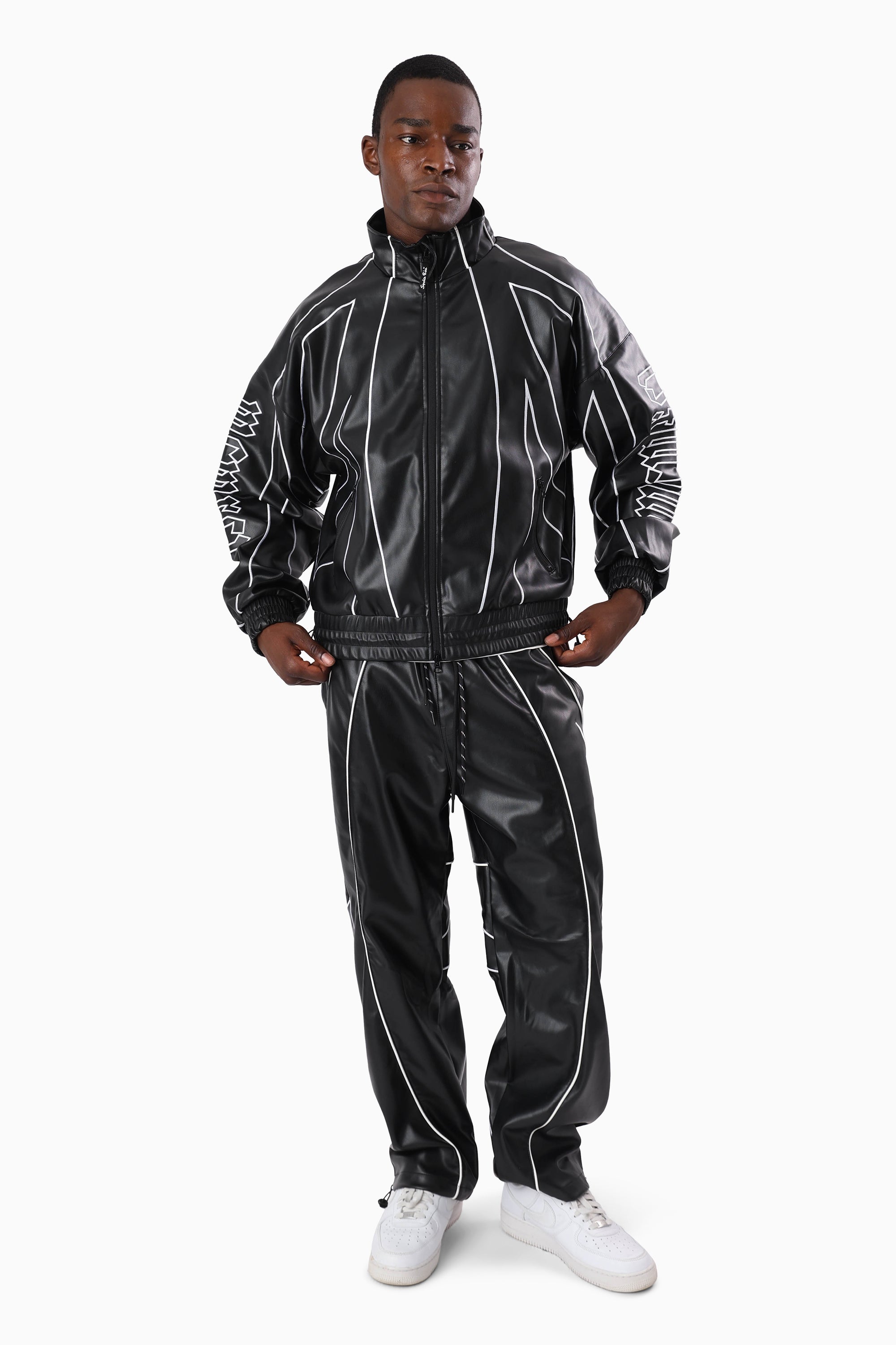 Gothic Pleather Track Pants - Black