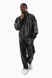 Gothic Pleather Track Pants - Black