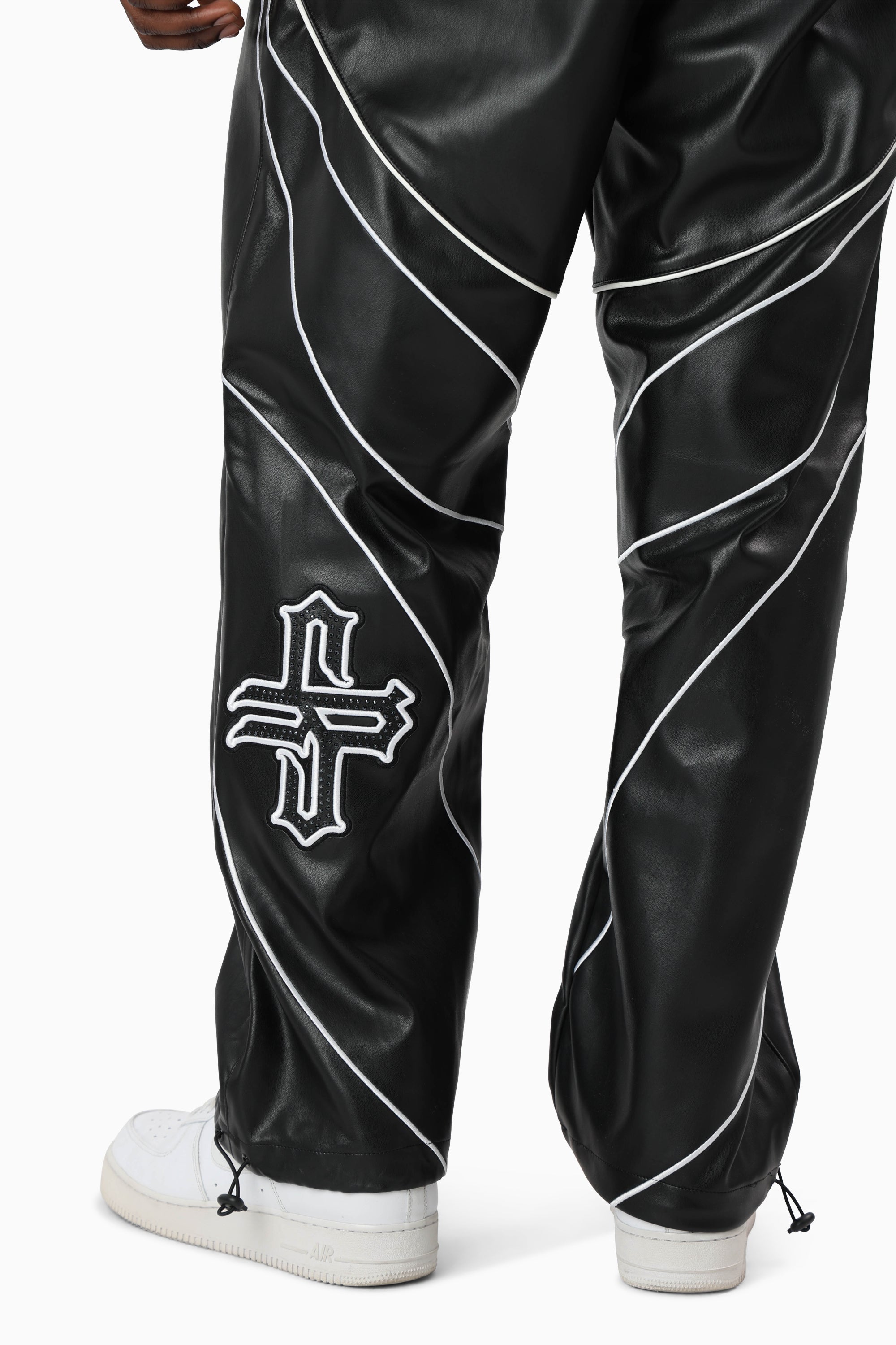 Gothic Pleather Track Pants - Black