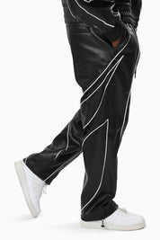 Gothic Pleather Track Pants - Black