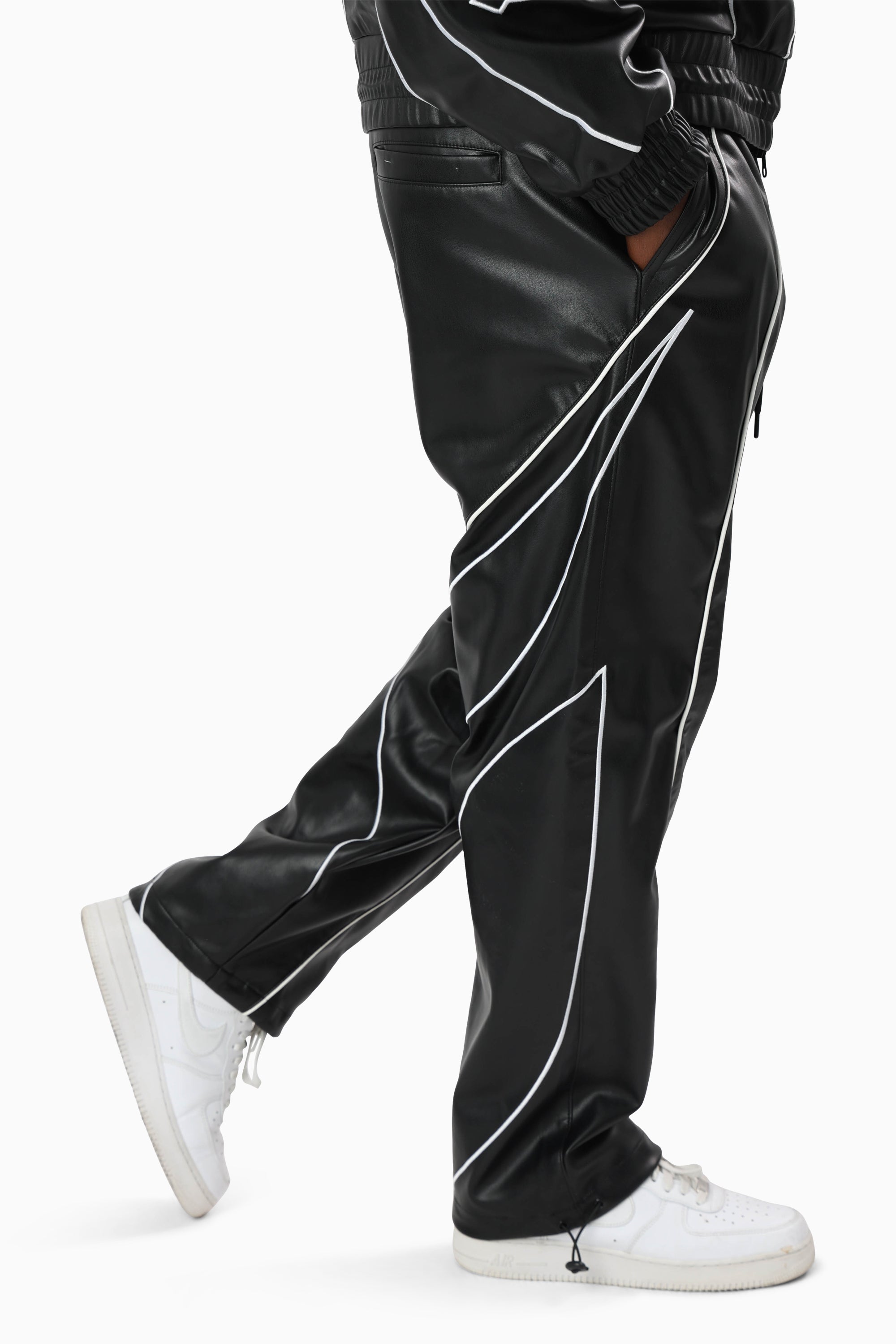 Gothic Pleather Track Pants - Black