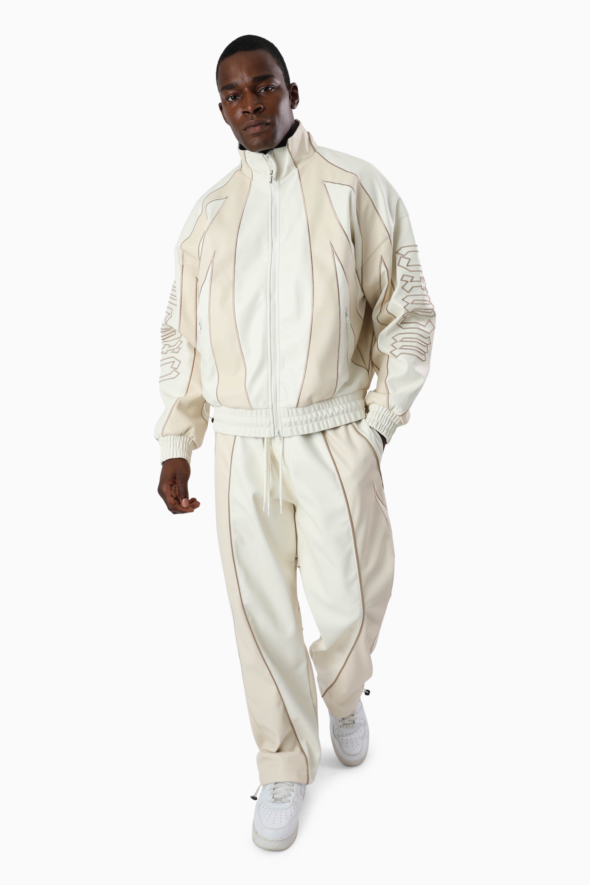 Gothic Pleather Track Pants - Off White
