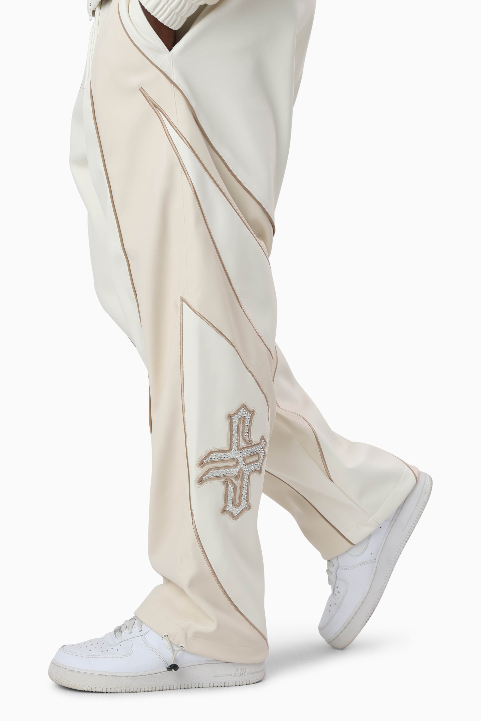 Gothic Pleather Track Pants - Off White