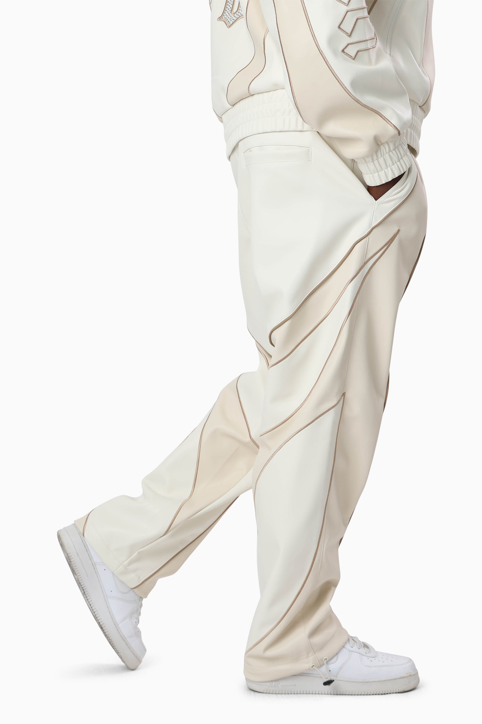 Gothic Pleather Track Pants - Off White