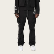 Stacked Utility Windbreaker Pants - Black