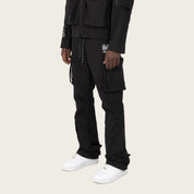 Stacked Utility Windbreaker Pants - Black